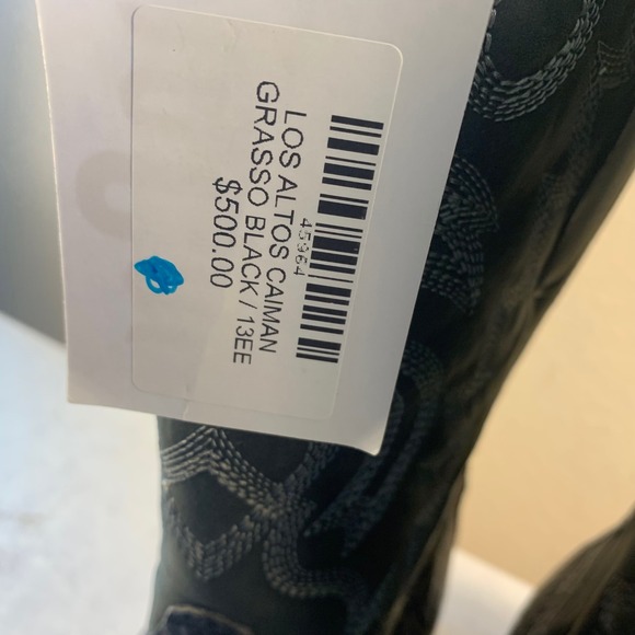 Los Altos Genuine Caiman Leather Western Boots NEW Mens 13EE Black Square Toe - Picture 12 of 16